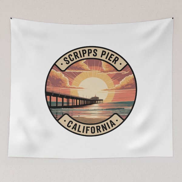 Item preview, Scripps Pier California: Coastal Ocean Illustration designed and sold by CircinusStore.
