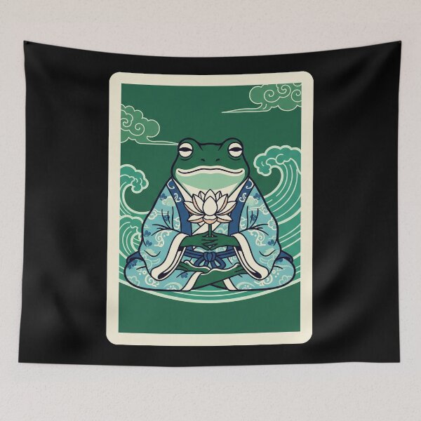 Item preview, Zen Frog Meditation Japanese Style Lotus  designed and sold by JordynLadukeg65.