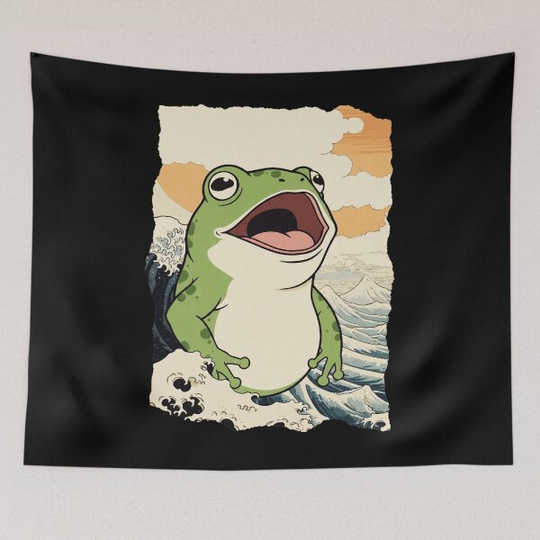 Item preview, Funny Frog Japanese Wave Style Meme  designed and sold by JEFDodsonArt.