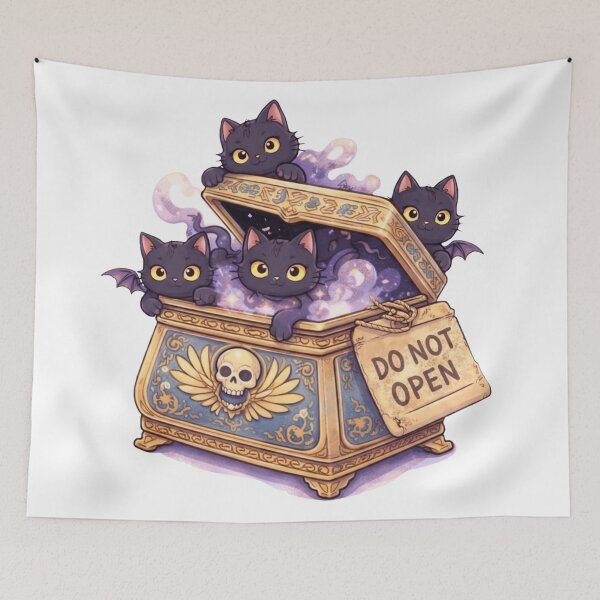 Item preview, Pandora’s Box Cats – Cute Spooky Black Cat Mythology Sticker designed and sold by MythoWorldddd.