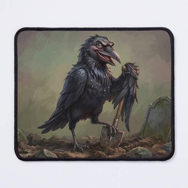 Item preview, The Cemetery Sentinel - Gritty Raven Gravedigger Gothic Art designed and sold by Englandbear.
