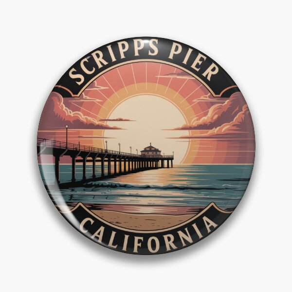 Item preview, Scripps Pier California: Vibrant Coastal Ocean Illustration designed and sold by CircinusStore.