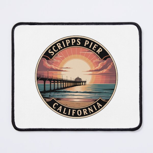 Item preview, Scripps Pier California: Vibrant Coastal Ocean Illustration designed and sold by CircinusStore.