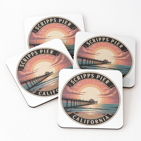 Item preview, Scripps Pier California: Vibrant Coastal Ocean Illustration designed and sold by CircinusStore.