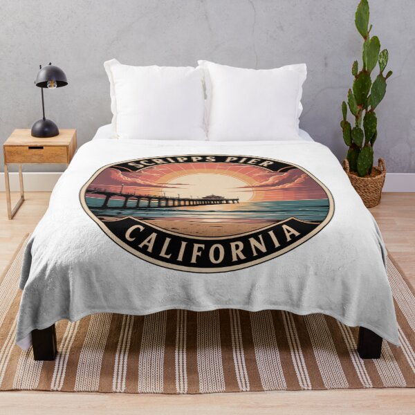 Item preview, Scripps Pier California: Vibrant Coastal Ocean Illustration designed and sold by CircinusStore.