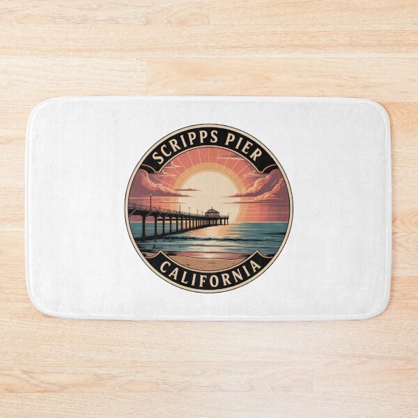 Item preview, Scripps Pier California: Vibrant Coastal Ocean Illustration designed and sold by CircinusStore.