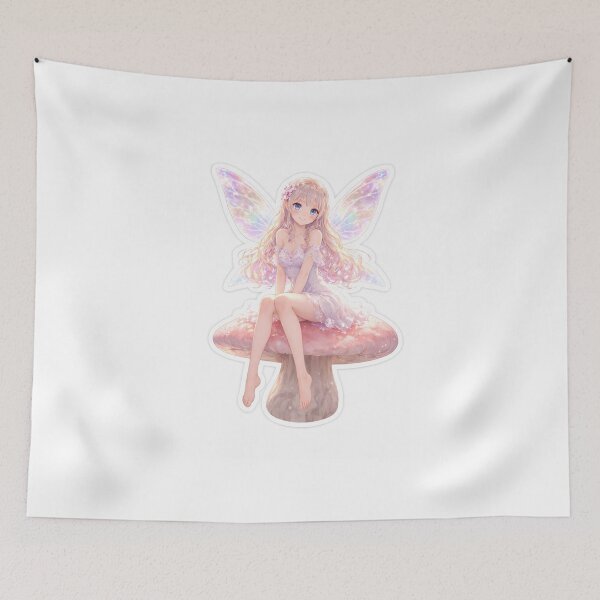 Item preview, Cute Fairy Sitting on Mushroom Sticker | Pastel Kawaii Fairy Aesthetic | Magical Fantasy Fairy designed and sold by irfanshikh.