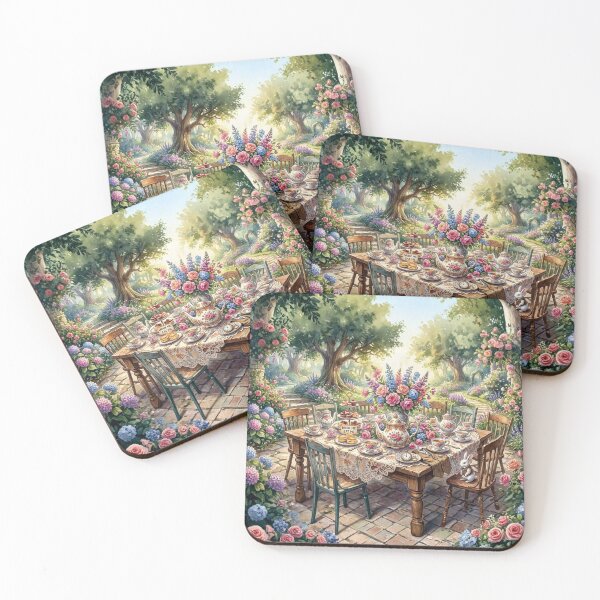Item preview, Vintage Alice in Wonderland Tea Party Art - Whimsical Cottagecore Garden designed and sold by Rose Collection Shop.