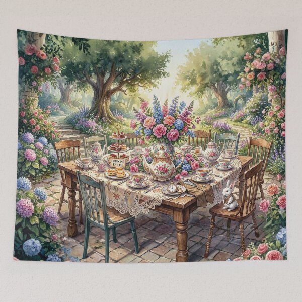 Item preview, Vintage Alice in Wonderland Tea Party Art - Whimsical Cottagecore Garden designed and sold by Rose Collection Shop.