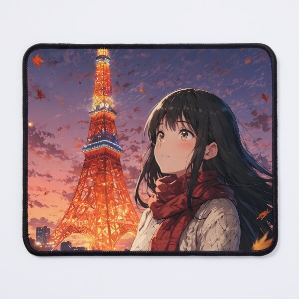 Item preview, Tokyo Tower Autumn Leaves - Anime Girl Makoto Shinkai Style Japan Fall designed and sold by Chibifaceneko.