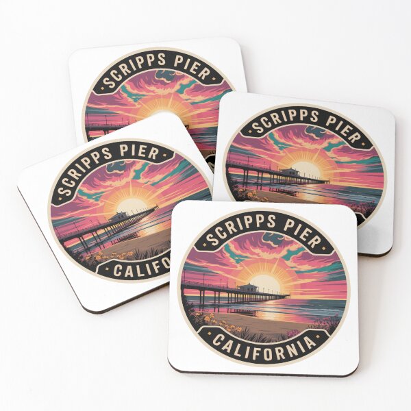 Item preview, Scripps Pier California: Vibrant Coastal Pier Illustration designed and sold by CircinusStore.