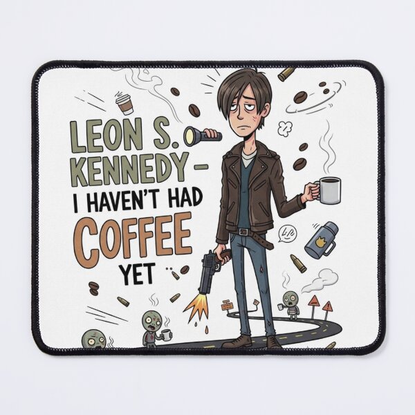 Item preview, Leon Kennedy Haven't Had Coffee Yet Funny Meme designed and sold by VitalDesigner.