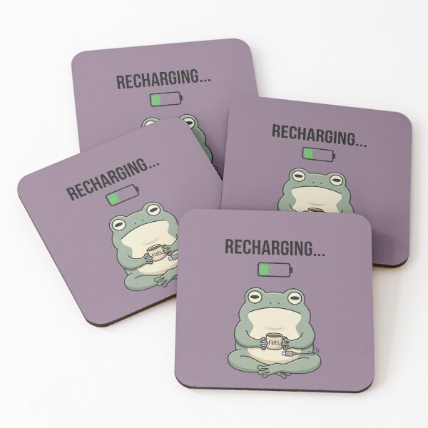 Item preview, Low Battery Frog T-Shirt – Recharging Frog Meme with Coffee, Funny Introvert Frog Graphic Tee designed and sold by ZyxDes.