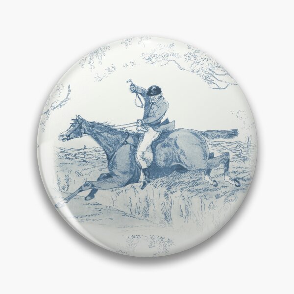 Item preview, Vintage English Country Hunting Horse Riders Hounds Blue designed and sold by tanjica.