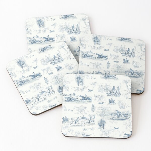 Item preview, Vintage English Country Hunting Horse Riders Hounds Blue designed and sold by tanjica.