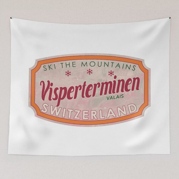 Item preview, Visperterminen, Switzerland, Valais, Ski, textured skiing badge designed and sold by Wanderful-roads.