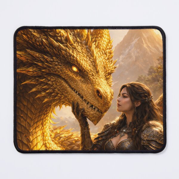 Item preview, Golden Dragon and Dragon Rider – Epic Fantasy Dragon Guardian Artwork designed and sold by DrakariArt.