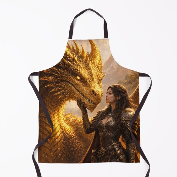 Item preview, Golden Dragon and Dragon Rider – Epic Fantasy Dragon Guardian Artwork designed and sold by DrakariArt.