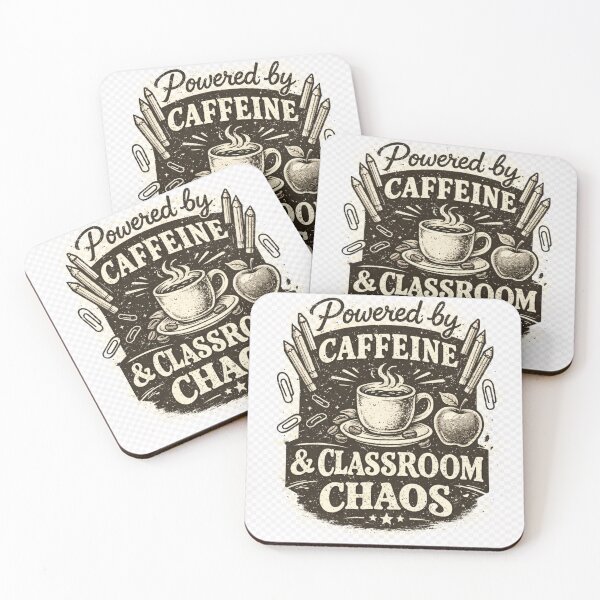 Item preview, Powered by Caffeine and Classroom Chaos Teacher T-Shirt designed and sold by VINTAGEPUNTEES.