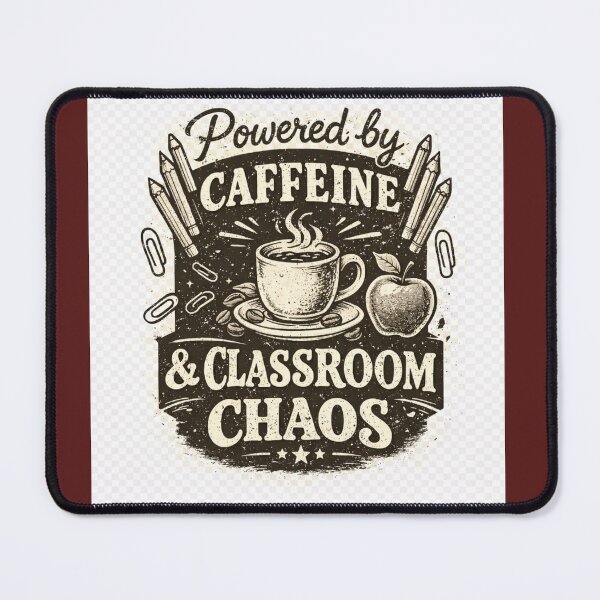 Item preview, Powered by Caffeine and Classroom Chaos Teacher T-Shirt designed and sold by VINTAGEPUNTEES.