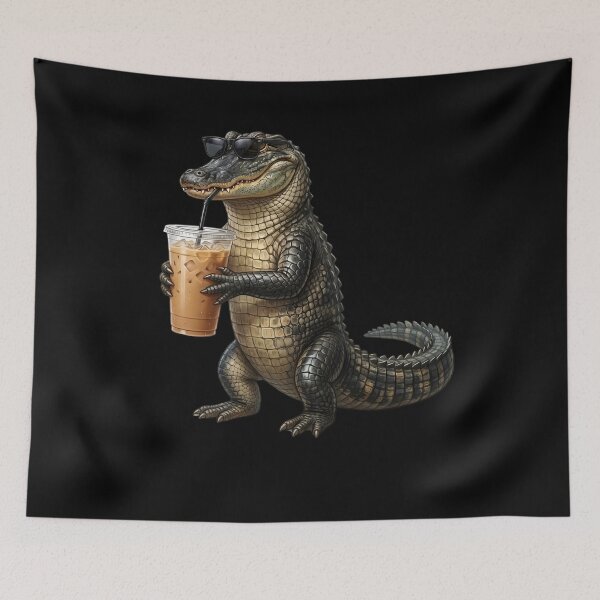 Item preview, Funny Alligator Drinking Iced Coffee Meme Alligator Lover designed and sold by TerryConnells.