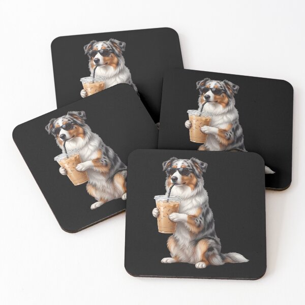 Item preview, Funny Australian Shepherd Drinking Iced Coffee Meme Dog Lover designed and sold by TerryConnells.