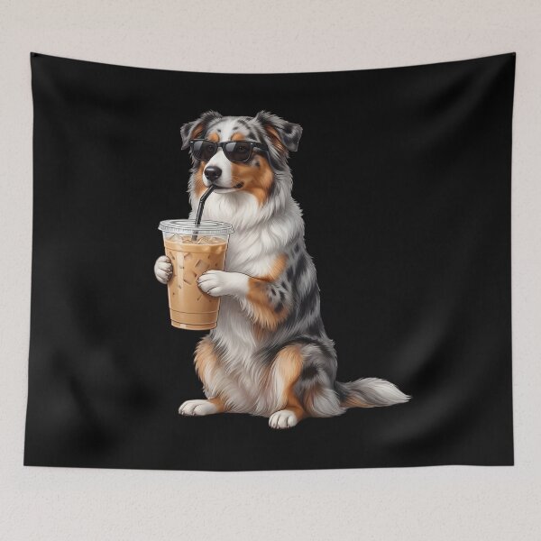 Item preview, Funny Australian Shepherd Drinking Iced Coffee Meme Dog Lover designed and sold by TerryConnells.