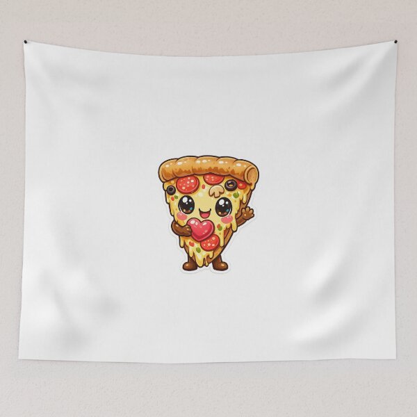 Item preview, Cute Kawaii Pizza Slice Holding Heart – Adorable Food Mascot Cartoon Sticker Design designed and sold by ArtWaveStudio8.