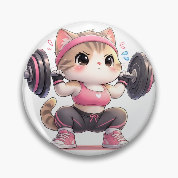 Item preview, Kawaii Gym Cat Squat – Cute Fitness Cat Sticker designed and sold by les3cerises.