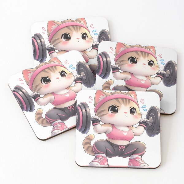 Item preview, Kawaii Gym Cat Squat – Cute Fitness Cat Sticker designed and sold by les 3 cerises store.