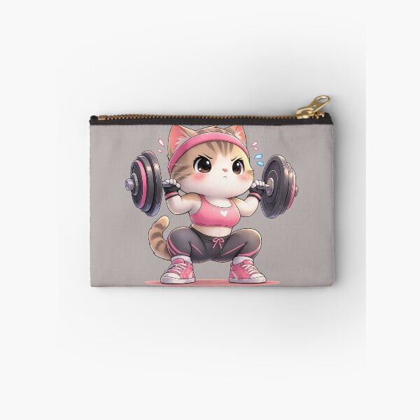 Item preview, Kawaii Gym Cat Squat – Cute Fitness Cat Sticker designed and sold by les3cerises.