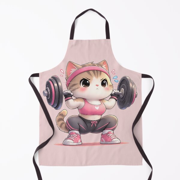 Item preview, Kawaii Gym Cat Squat – Cute Fitness Cat Sticker designed and sold by les3cerises.
