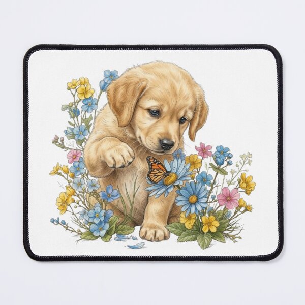 Item preview, "Springtime Sweetness: Golden Retriever Puppy and Papillon" designed and sold by CHRIST5000.