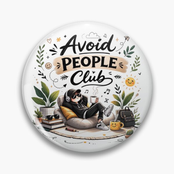 Item preview, Avoid People Club Funny Introvert Lifestyle Cartoon Design designed and sold by Sanika arts .