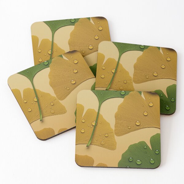 Item preview, Ginkgo Leaves with Water Drops Nature Art designed and sold by MOONE FLOWER.