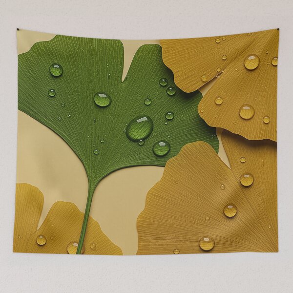 Item preview, Ginkgo Leaves with Water Drops Nature Art designed and sold by MOONE FLOWER.
