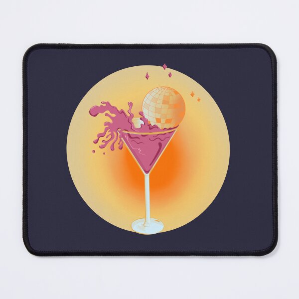 Item preview, Disco Cocktail Splash – Cocktail glass with disco ball on a yellow-orange background designed and sold by marlenamyr.