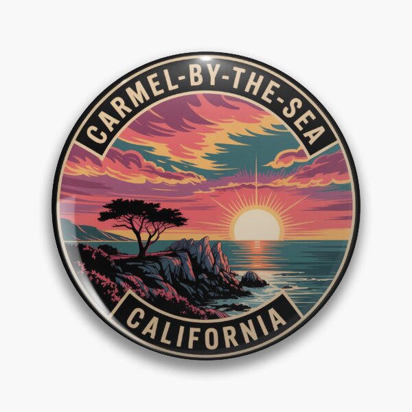 Item preview, Carmel-by-the-Sea California: Vibrant Coastal Cliff Illustration designed and sold by CircinusStore.