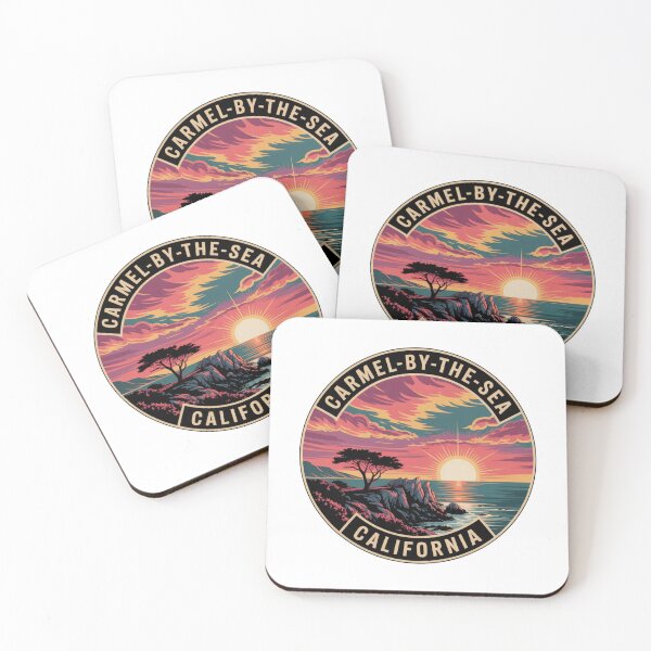 Item preview, Carmel-by-the-Sea California: Vibrant Coastal Cliff Illustration designed and sold by CircinusStore.