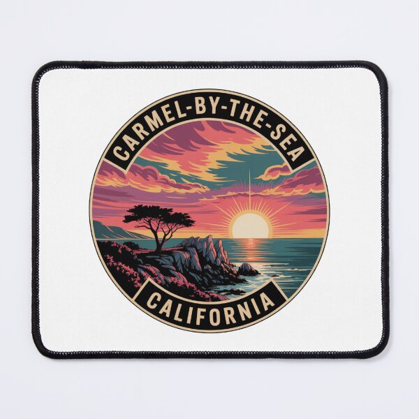 Item preview, Carmel-by-the-Sea California: Vibrant Coastal Cliff Illustration designed and sold by CircinusStore.