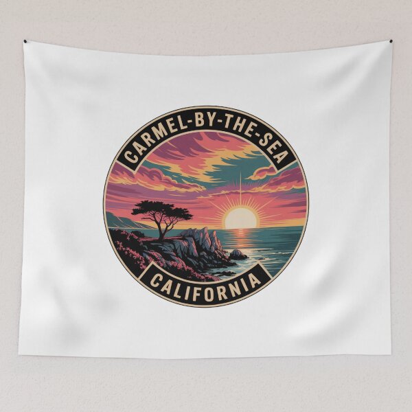 Item preview, Carmel-by-the-Sea California: Vibrant Coastal Cliff Illustration designed and sold by CircinusStore.