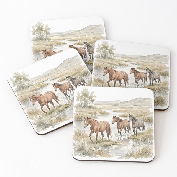 Item preview, Wild Horses River Retro Western Nature designed and sold by turkey1200.