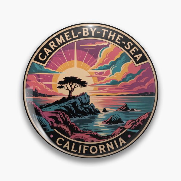 Item preview, Carmel-by-the-Sea California: Cliff Sunset Illustration designed and sold by CircinusStore.