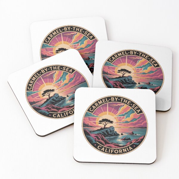 Item preview, Carmel-by-the-Sea California: Cliff Sunset Illustration designed and sold by CircinusStore.