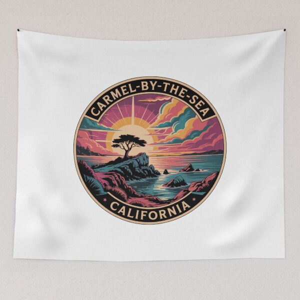 Item preview, Carmel-by-the-Sea California: Cliff Sunset Illustration designed and sold by CircinusStore.