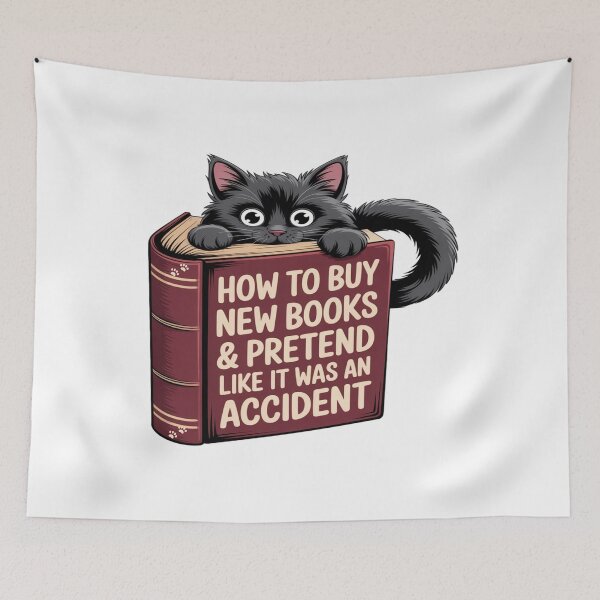 Item preview, Funny Black Cat Reading Book – “How To Buy New Books ” Illustration  designed and sold by CeliaZnx.