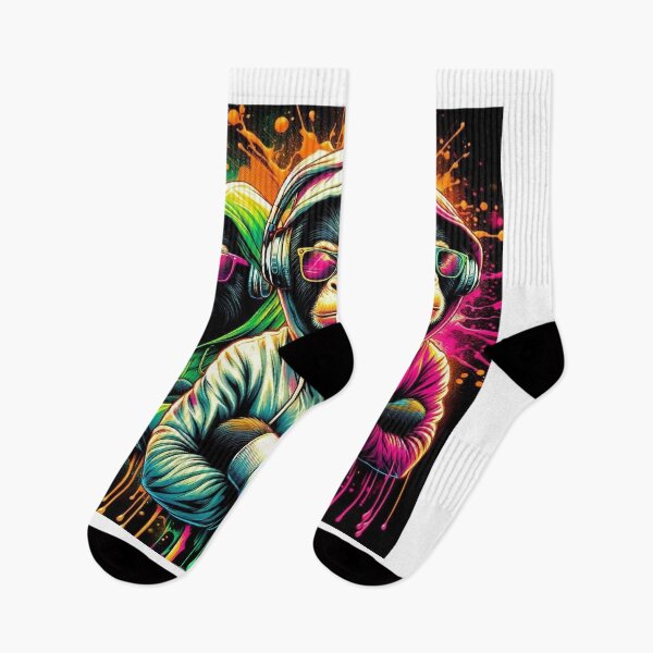Item preview, Three Cool Hip Hop Monkeys Neon Graffiti Street Art designed and sold by Mitaudesign.