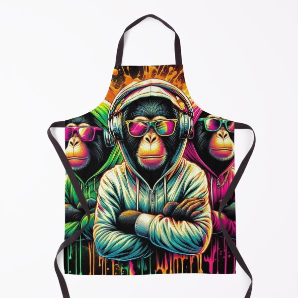 Item preview, Three Cool Hip Hop Monkeys Neon Graffiti Street Art designed and sold by Mitaudesign.