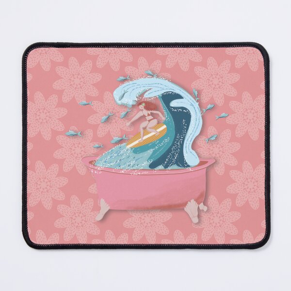 Item preview, SURFING IN THE BATHTUB, pink background fan designed and sold by WONDERPRINTVALLEY.