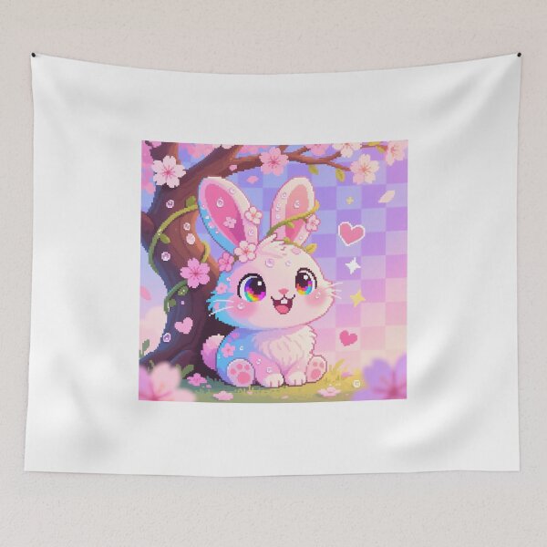 Item preview, Cherry Blossom Glitch Bunny - Kawaii Spring Glitch Art designed and sold by GlitchyBunnyBB.